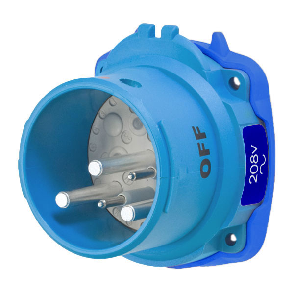 63-68162-972 - DSN60 INLET POLY BLUE SIZE 3 TYPE 4X IP 69 2P+G 60A 208 VAC 60 Hz +2 AUX